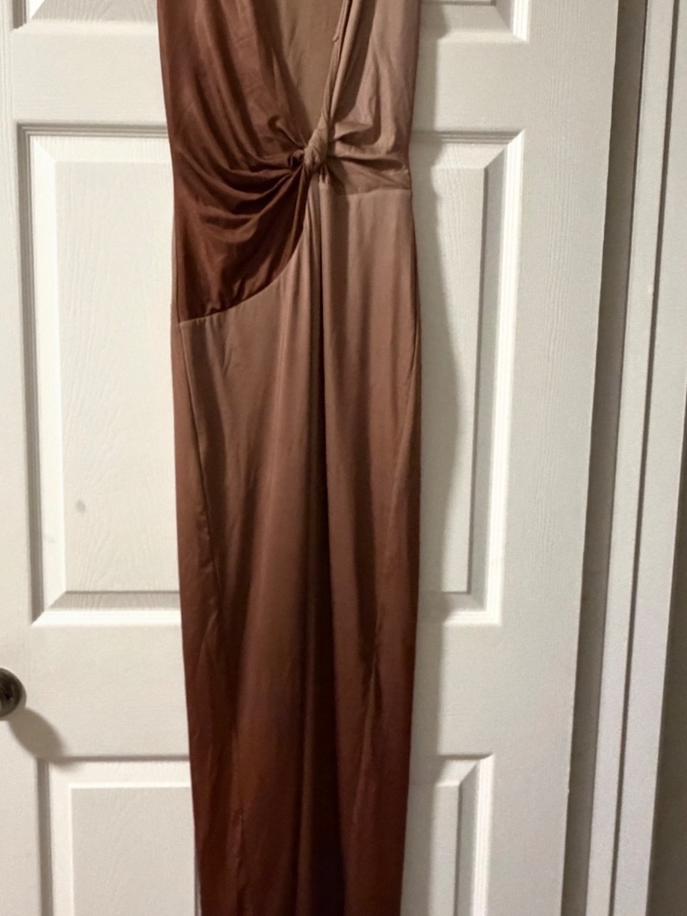 MESHKI Stella Draped Slinky Maxi Dress Mocha Ombre S - Picture 12 of 12